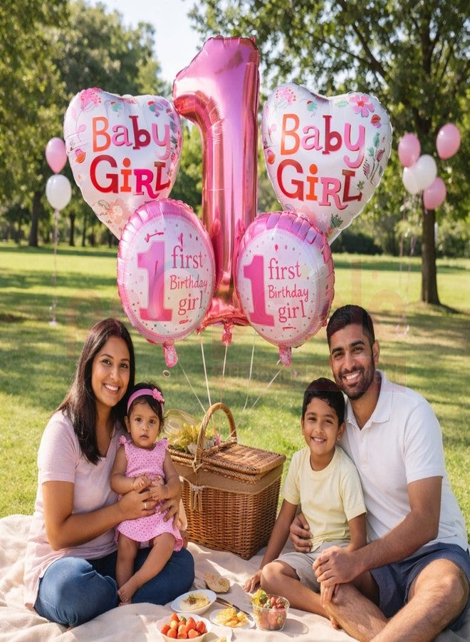 بروبسيكل مجموعة بالونات وردية اللون لتزيين حفلات عيد الميلاد الأول للأطفال من بروبسيكل - باقة بالونات هيليوم أميرة مع رقم الشهر الأول - Image 5